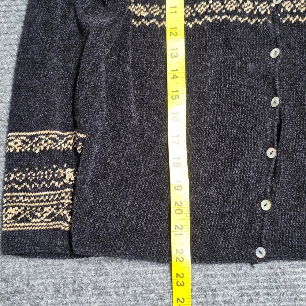 Vintage So Blue Chenille Fair Isle Cardigan‎ Women's Size S Black Button Front